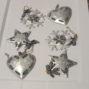 Silver Metal Holiday Ornaments Set